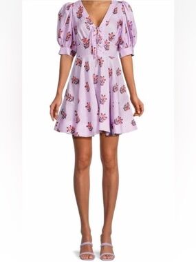 House of Harlow 1960 Floral Print Puff Sleeves Mini Dress Size 4 Like New